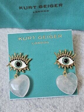 Kurt Geiger London Quartz Heart Evil Eye Drop Earrings